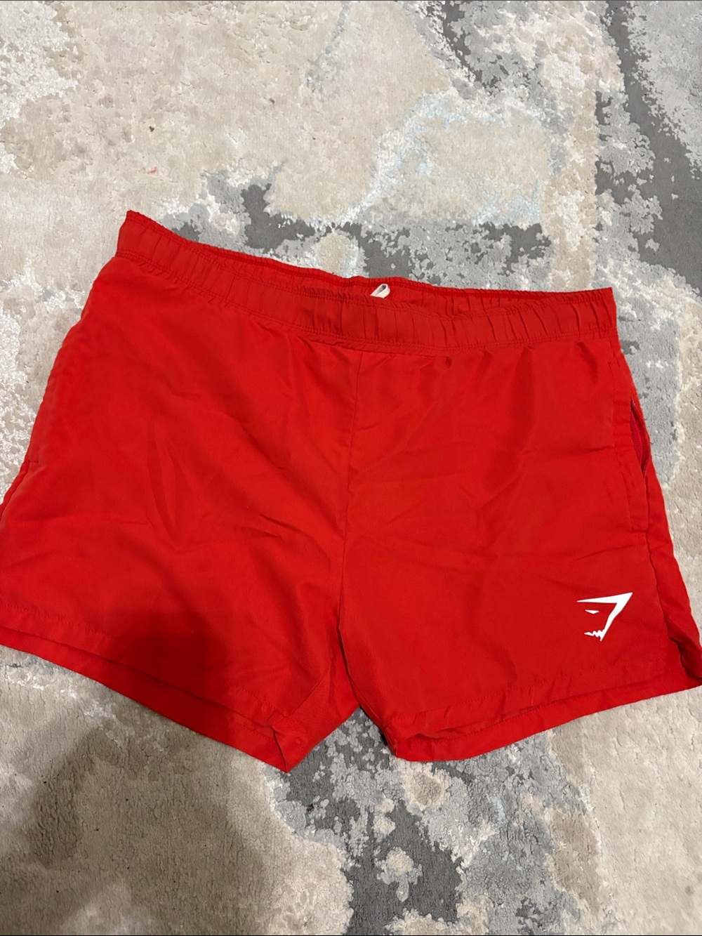 Gymshark Red Men’s Athletic Shorts with White Logo